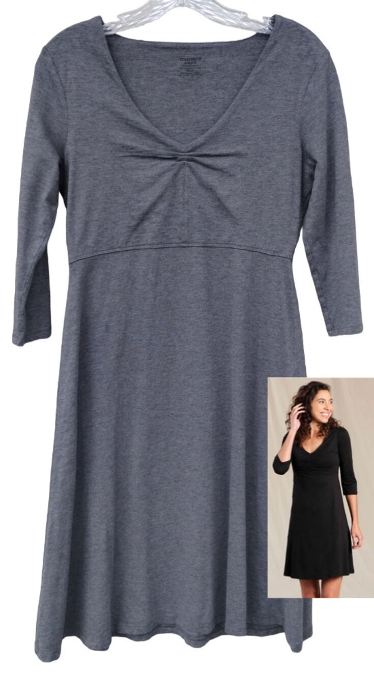 Toad & Co Rosalinda Dress Organic Cotton Tencel Lyocell Gray Casual Comfort S